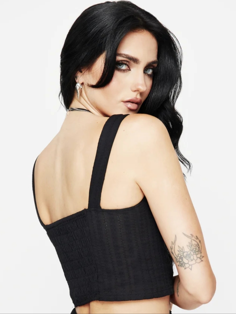 Disturbia Bela Cotton Crop Cami Tank Top - Picture 2 of 5